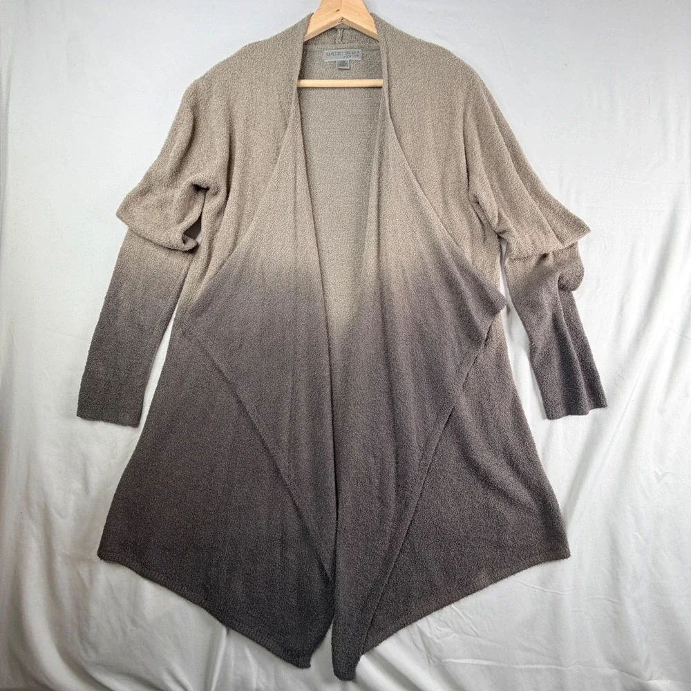 Barefoot Dreams Cardigan S/M Grey Ombre CozyChic Lite Draped Wrap Sweater